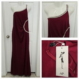 Formal Wedding Prom One Shoulder Strappy Rhinestone Dress XXL